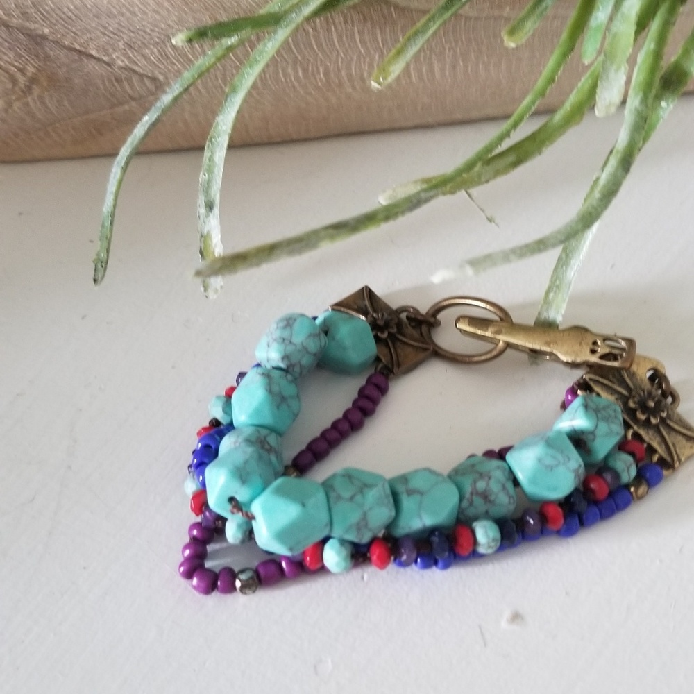 Lucky brand multi gemstone bracelet